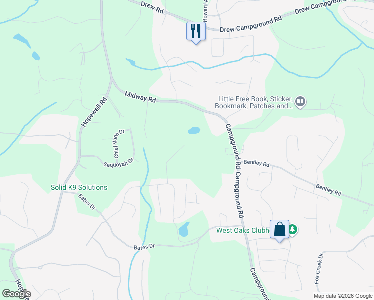 map of restaurants, bars, coffee shops, grocery stores, and more near 416 Manor Ridge View in Alpharetta
