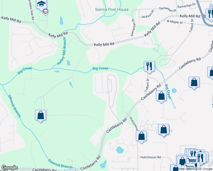 map of restaurants, bars, coffee shops, grocery stores, and more near 3840 Estates Path in Cumming