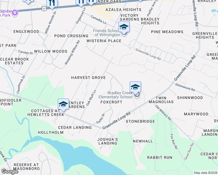 map of restaurants, bars, coffee shops, grocery stores, and more near 310 Covington Road in Wilmington