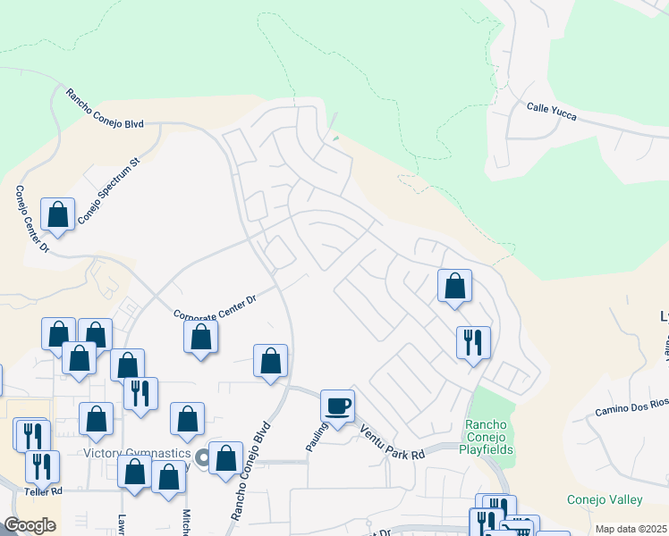 map of restaurants, bars, coffee shops, grocery stores, and more near 1464 Sappanwood Avenue in Thousand Oaks