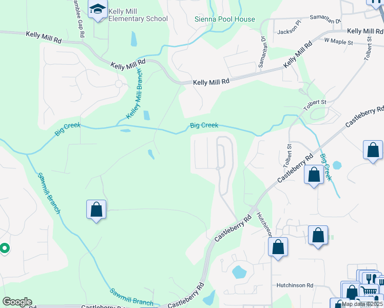 map of restaurants, bars, coffee shops, grocery stores, and more near 3935 Village Estates Court in Cumming