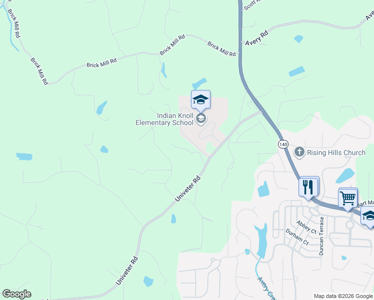 map of restaurants, bars, coffee shops, grocery stores, and more near 3681 Univeter Road in Canton