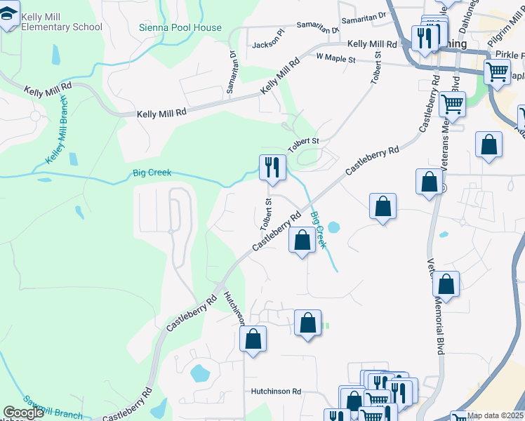 map of restaurants, bars, coffee shops, grocery stores, and more near 970 Cherokee Chase Drive in Cumming
