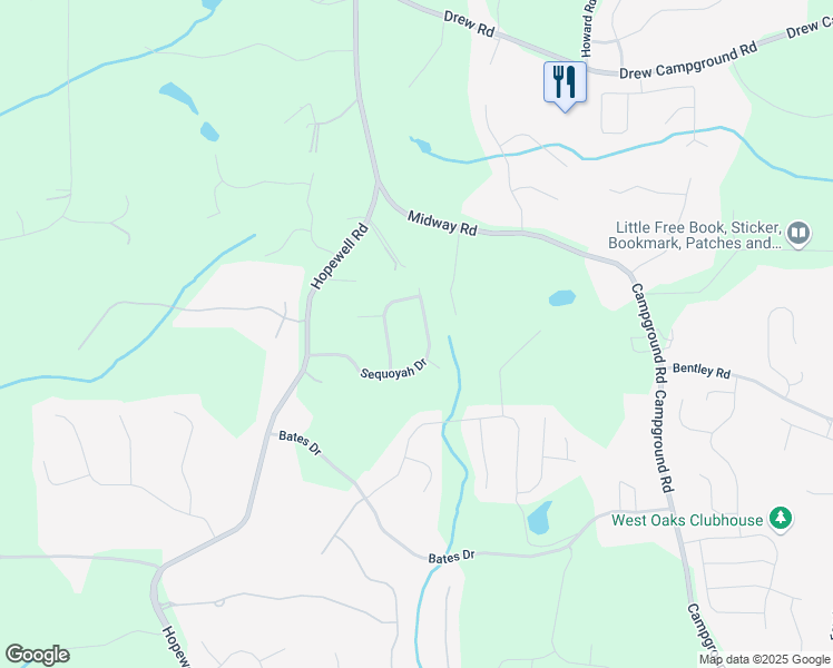 map of restaurants, bars, coffee shops, grocery stores, and more near 275 Sequoyah Drive in Alpharetta