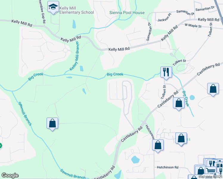 map of restaurants, bars, coffee shops, grocery stores, and more near 3940 Village Estates Court in Cumming
