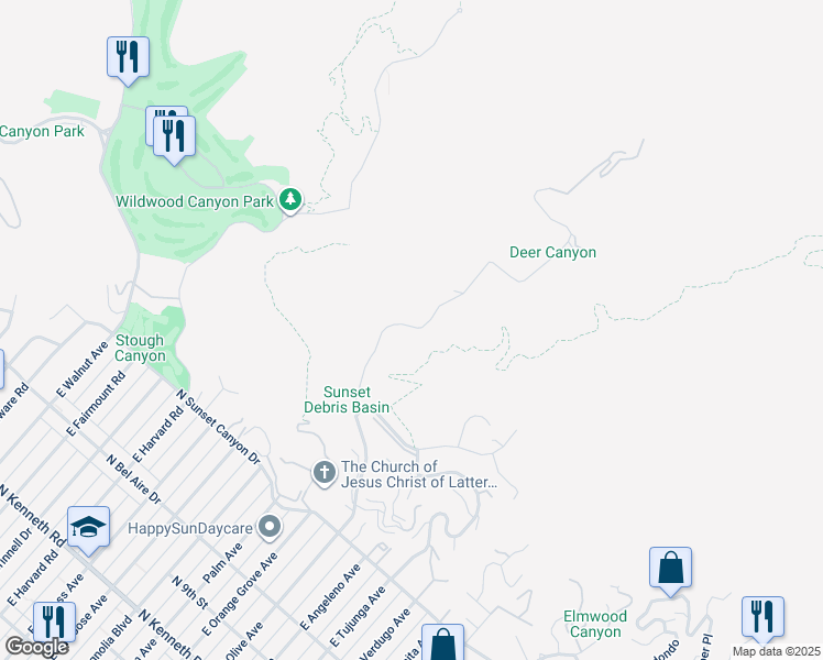 map of restaurants, bars, coffee shops, grocery stores, and more near 708 Country Club Drive in Burbank