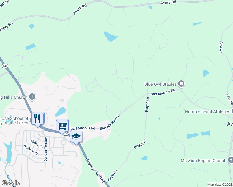 map of restaurants, bars, coffee shops, grocery stores, and more near 110 Prescott Manor Drive in Canton