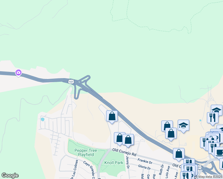 map of restaurants, bars, coffee shops, grocery stores, and more near 3499 Grande Vista Drive in Thousand Oaks