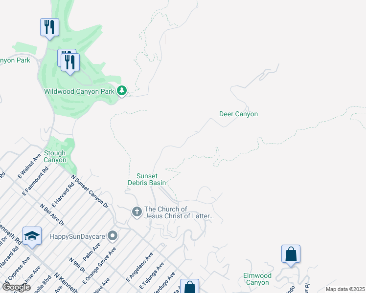 map of restaurants, bars, coffee shops, grocery stores, and more near 736 Country Club Drive in Burbank