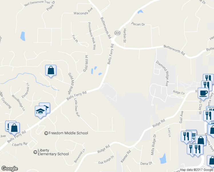 map of restaurants, bars, coffee shops, grocery stores, and more near 220 Villa Creek Parkway in Canton