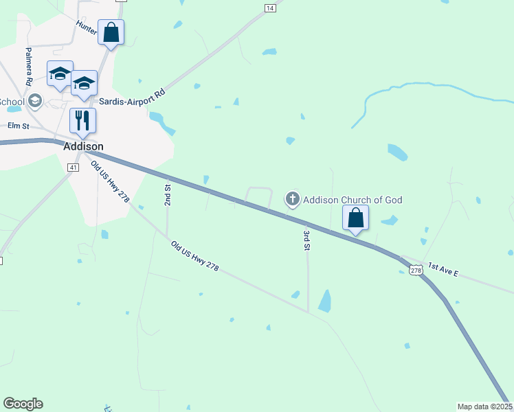 map of restaurants, bars, coffee shops, grocery stores, and more near 31231 1st Avenue in Addison