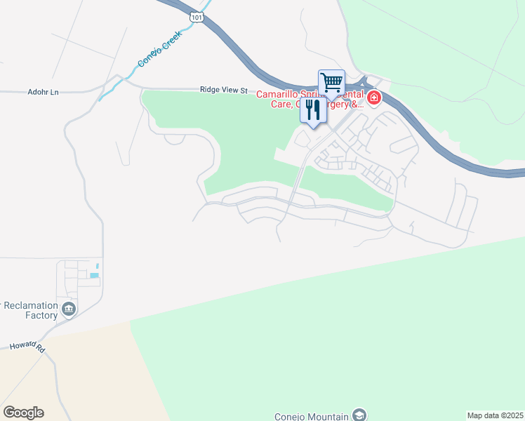 map of restaurants, bars, coffee shops, grocery stores, and more near 18 Gitana Avenue in Camarillo