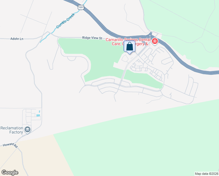 map of restaurants, bars, coffee shops, grocery stores, and more near 16 Gitana Avenue in Camarillo