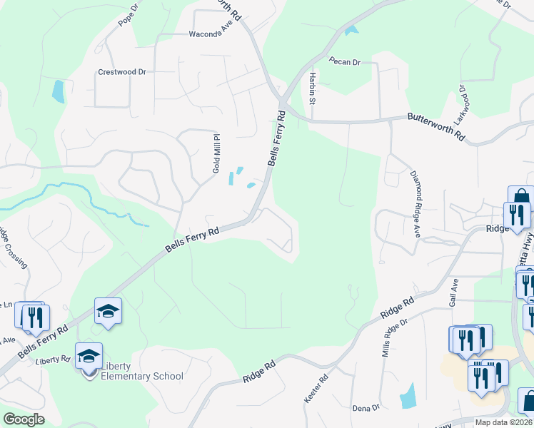 map of restaurants, bars, coffee shops, grocery stores, and more near 220 Villa Creek Parkway in Canton