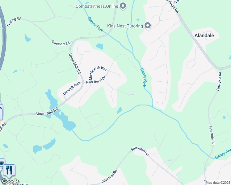 map of restaurants, bars, coffee shops, grocery stores, and more near 4523 Warwick Glen Place in Flowery Branch