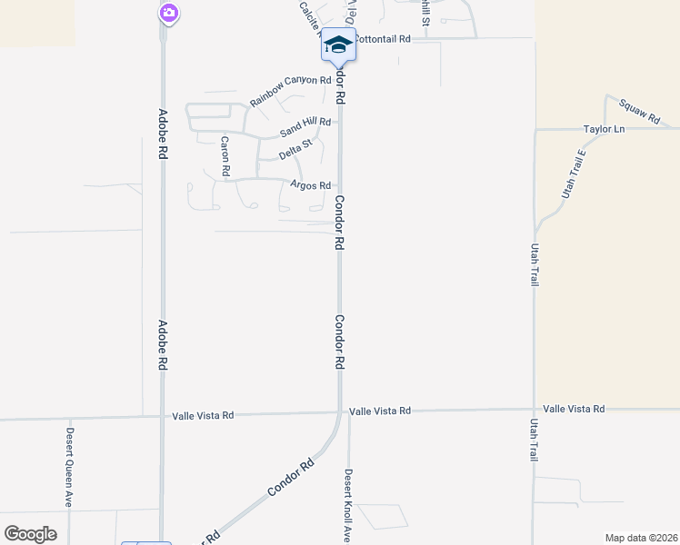 map of restaurants, bars, coffee shops, grocery stores, and more near Condor Road in Twentynine Palms