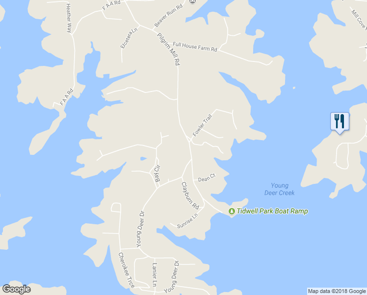 map of restaurants, bars, coffee shops, grocery stores, and more near 4500 Pilgrim Mill Road in Cumming