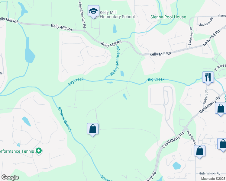 map of restaurants, bars, coffee shops, grocery stores, and more near 105 Jason Lane in Cumming