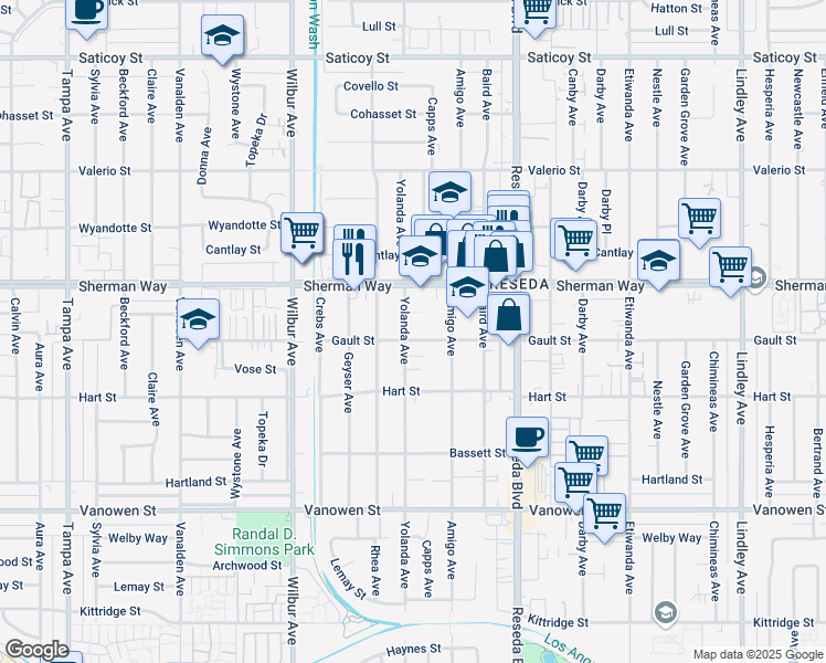 map of restaurants, bars, coffee shops, grocery stores, and more near in Los Angeles