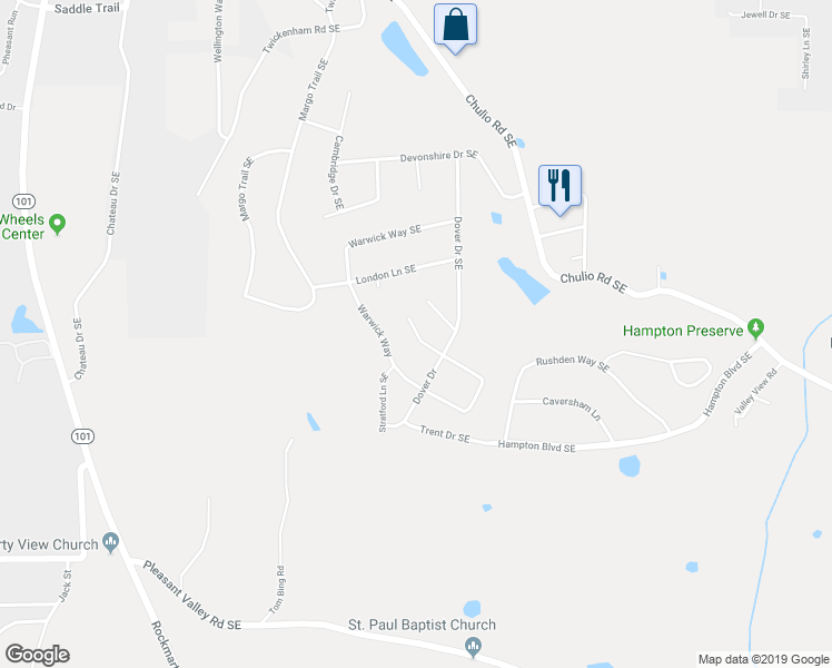 map of restaurants, bars, coffee shops, grocery stores, and more near 4 Stratford Street Southeast in Rome