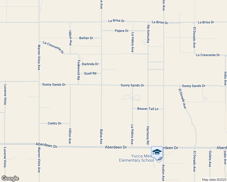 map of restaurants, bars, coffee shops, grocery stores, and more near 58189 Sunny Sands Drive in Yucca Valley