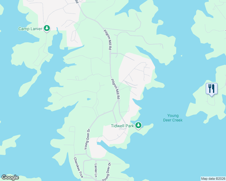 map of restaurants, bars, coffee shops, grocery stores, and more near 4500 Pilgrim Mill Road in Cumming