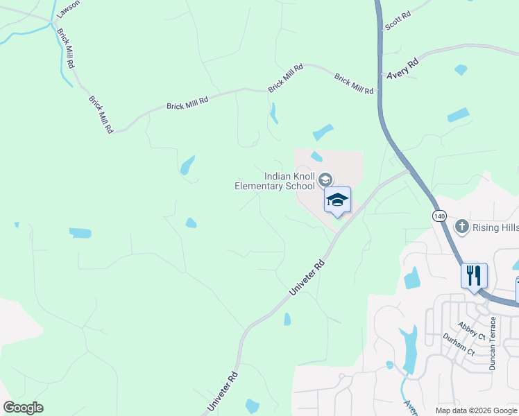 map of restaurants, bars, coffee shops, grocery stores, and more near 3681 Univeter Road in Canton