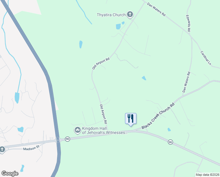 map of restaurants, bars, coffee shops, grocery stores, and more near 326 Old Airport Rd in Commerce