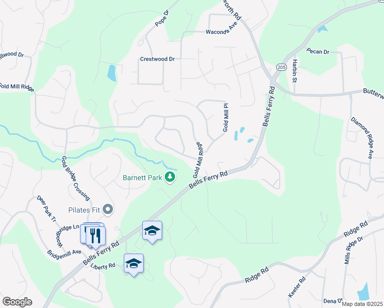 map of restaurants, bars, coffee shops, grocery stores, and more near 4011 Gold Mill Ridge in Canton