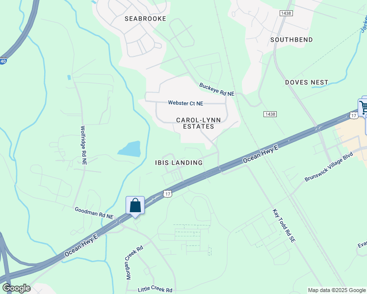 map of restaurants, bars, coffee shops, grocery stores, and more near 7981 Ocean Highway East in Leland