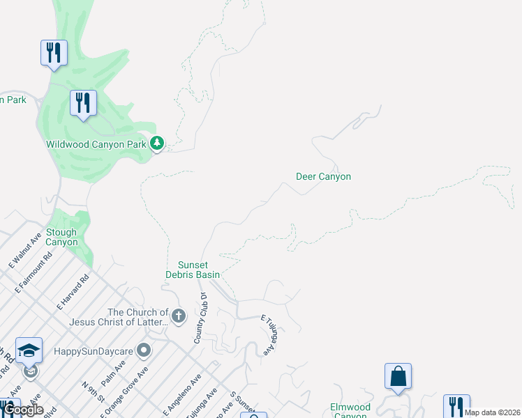 map of restaurants, bars, coffee shops, grocery stores, and more near 850 Country Club Drive in Burbank