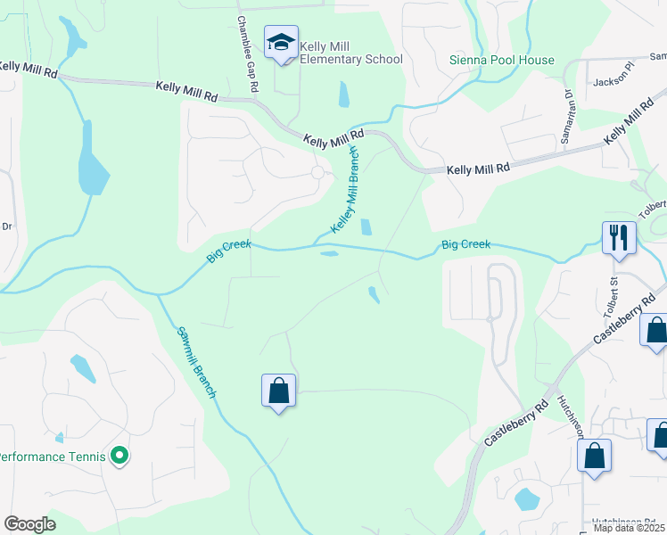 map of restaurants, bars, coffee shops, grocery stores, and more near 105 Jason Lane in Cumming