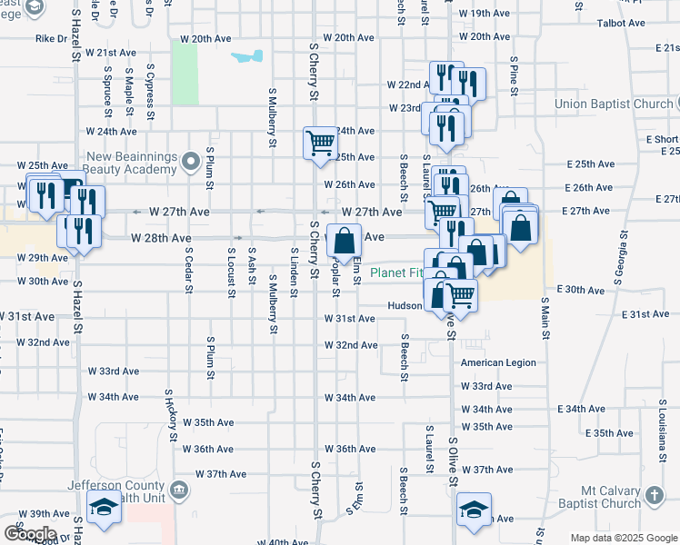 map of restaurants, bars, coffee shops, grocery stores, and more near 920 West 29th Avenue in Pine Bluff