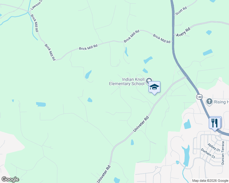 map of restaurants, bars, coffee shops, grocery stores, and more near 2250 Brick Mill Road in Canton
