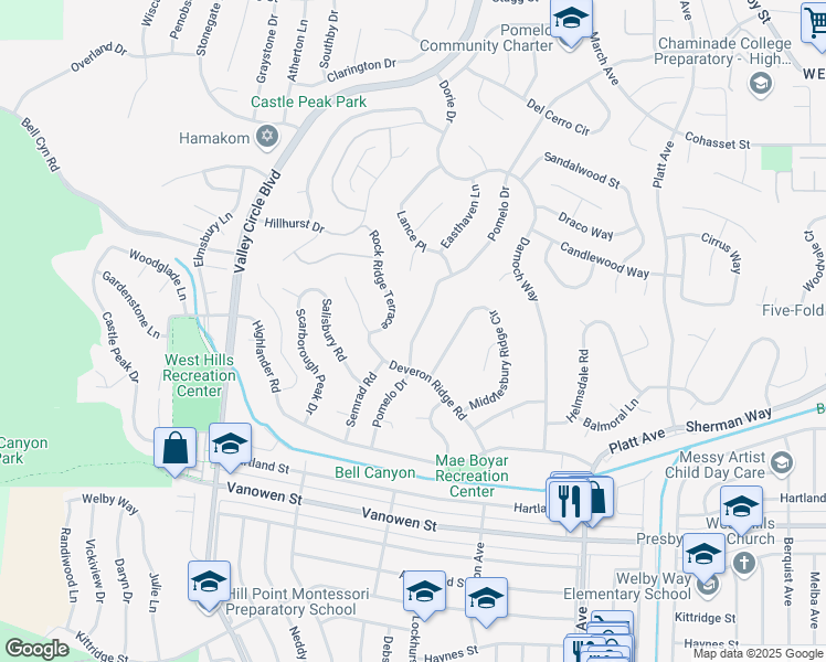 map of restaurants, bars, coffee shops, grocery stores, and more near 7145 Pomelo Drive in Los Angeles