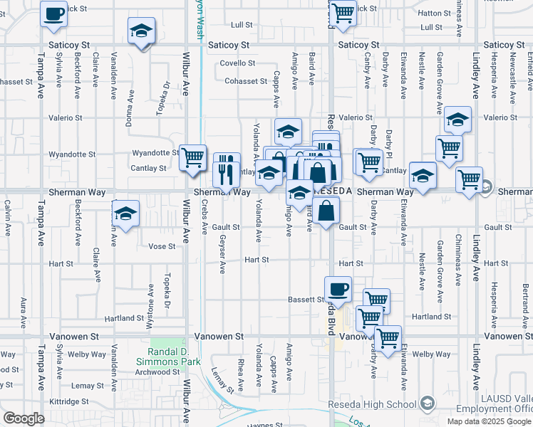 map of restaurants, bars, coffee shops, grocery stores, and more near in Los Angeles