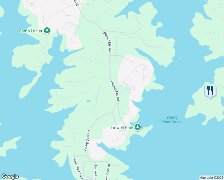 map of restaurants, bars, coffee shops, grocery stores, and more near 5130 Forest Hills Court in Cumming