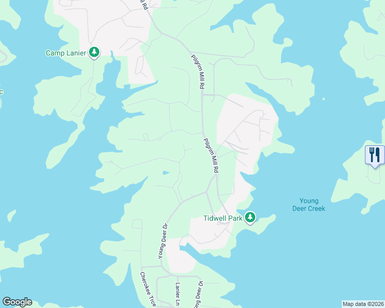 map of restaurants, bars, coffee shops, grocery stores, and more near 5130 Forest Hills Court in Cumming