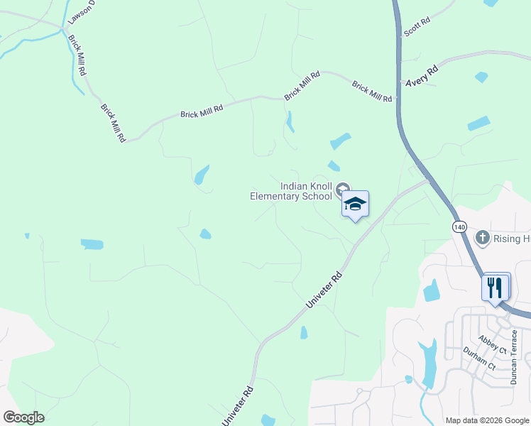 map of restaurants, bars, coffee shops, grocery stores, and more near 2250 Brick Mill Road in Canton