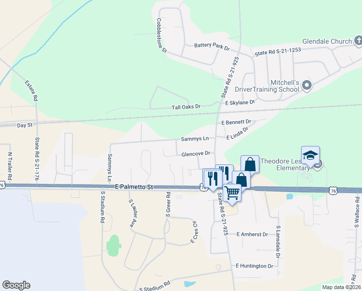 map of restaurants, bars, coffee shops, grocery stores, and more near 204 Hinson Street in Florence