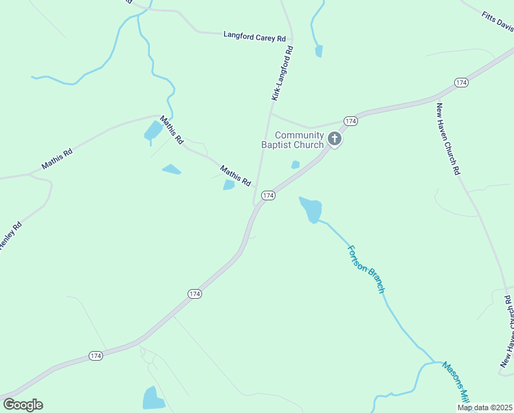 map of restaurants, bars, coffee shops, grocery stores, and more near Kirk-Langford Road in Madison County