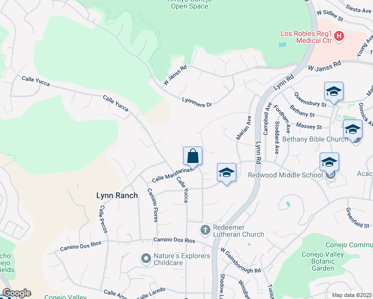 map of restaurants, bars, coffee shops, grocery stores, and more near 1384 Camino Magenta in Thousand Oaks