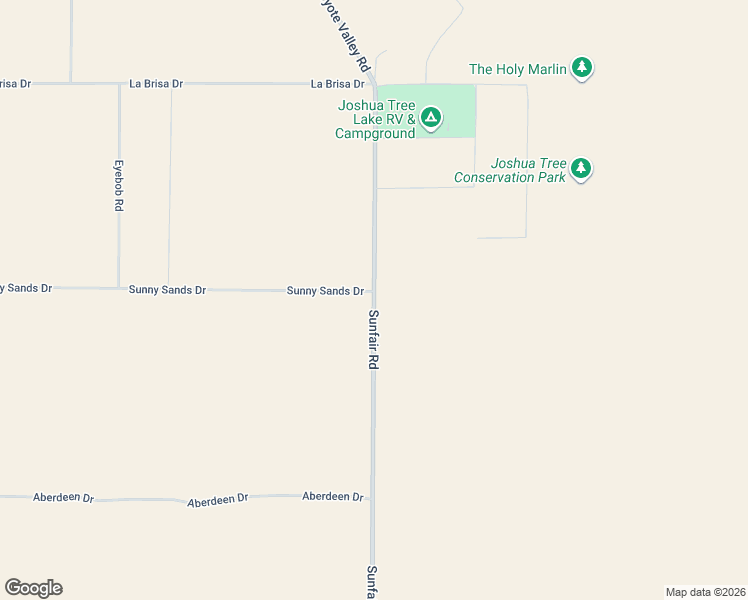 map of restaurants, bars, coffee shops, grocery stores, and more near 2971 Sunfair Road in Joshua Tree