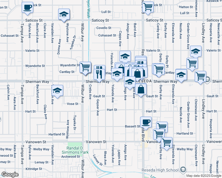map of restaurants, bars, coffee shops, grocery stores, and more near in Los Angeles