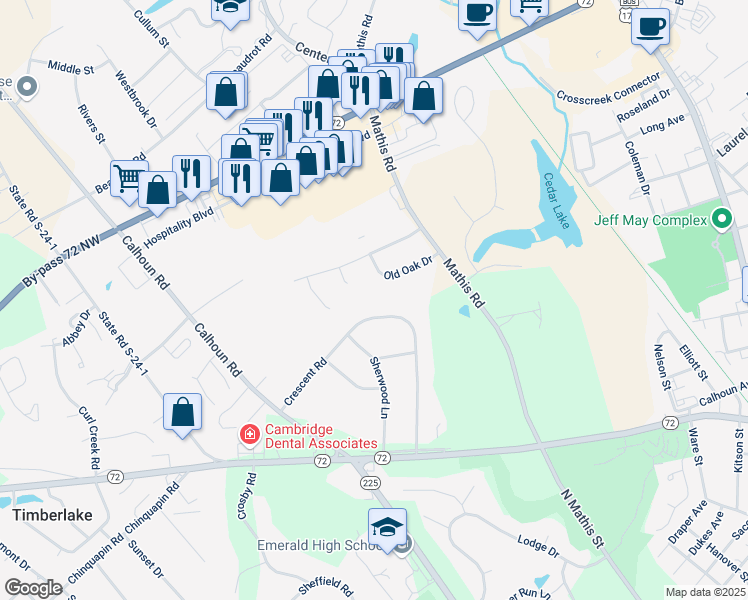 map of restaurants, bars, coffee shops, grocery stores, and more near 136 Crescent Road in Greenwood