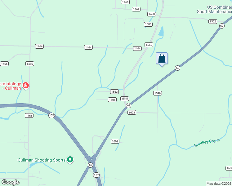 map of restaurants, bars, coffee shops, grocery stores, and more near 55 County Road 1562 in Cullman