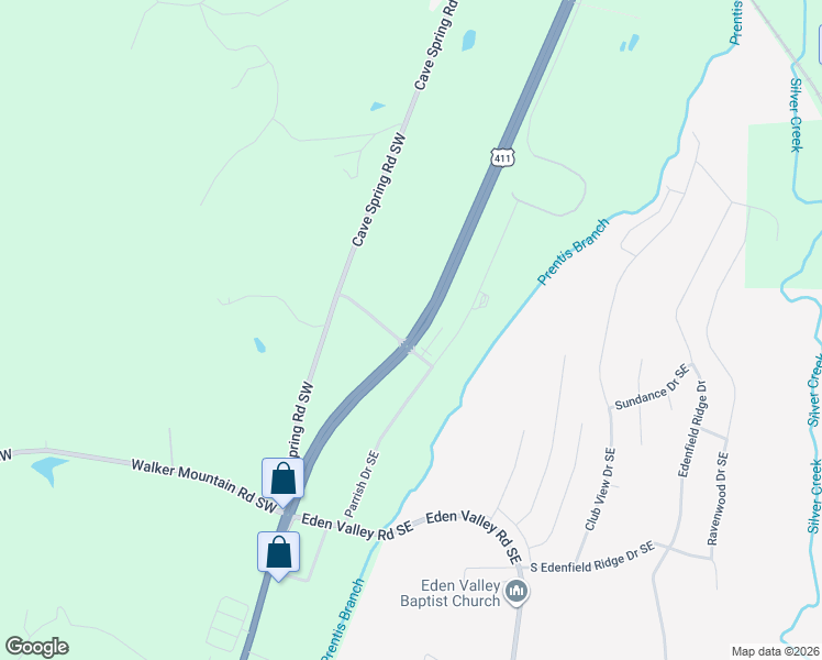 map of restaurants, bars, coffee shops, grocery stores, and more near 1822 Parrish Drive Southeast in Rome