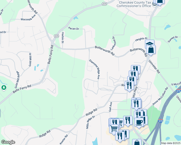 map of restaurants, bars, coffee shops, grocery stores, and more near 832 Topaz Valley in Canton