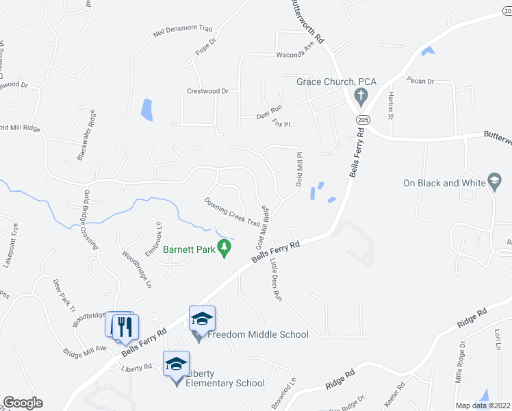 map of restaurants, bars, coffee shops, grocery stores, and more near 4011 Gold Mill Ridge in Canton