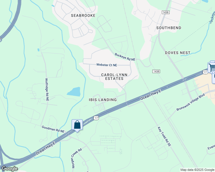 map of restaurants, bars, coffee shops, grocery stores, and more near 7981 Ocean Highway East in Leland